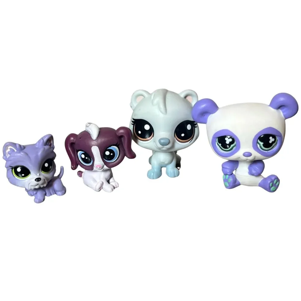 Littlest Pet Shop Style Figure Lot - 1 Monopoly Panda, 1 Polar Bear, 2 Mini Dogs